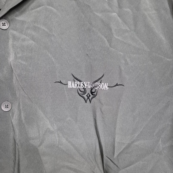 Vintage Harley Davidson Mens XL Casual Button-Up Short Sleeve Shirt Dagger Gray - Picture 4 of 9